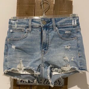 American Eagle Outfitters Light Blue Distressed Jean Shorts